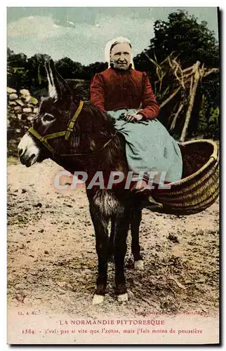 Cartes postales Folklore Femme ane Mule Normandie