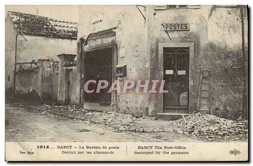 Cartes postales Hotel des Postes Barcy Le bureau de poste detruit par les allemands Militaria