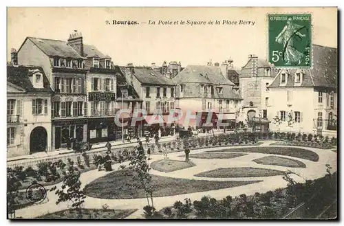 Ansichtskarte AK Hotel des Postes Bourges La Poste et le square de la Place Berry