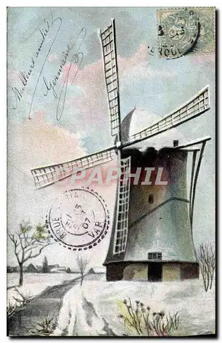 Cartes postales Moulin a vent en hiver