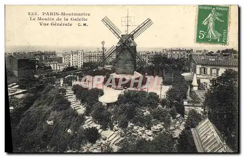 Ansichtskarte AK Moulin a vent Paris Montmartre Le Moulin de la Galette Vue generale