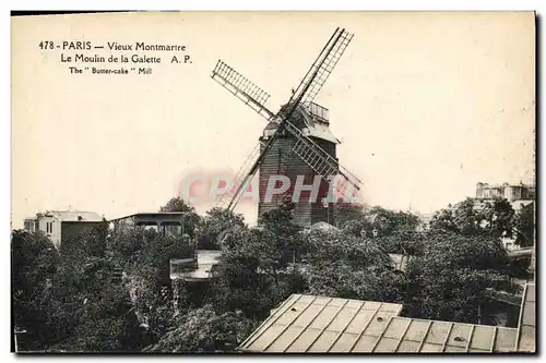 Cartes postales Moulin a vent Paris Vieux Montmartre La Moulin de la Galette
