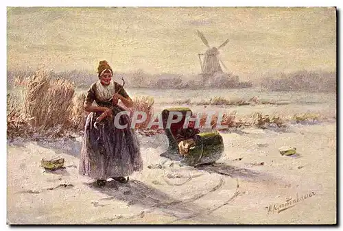 Cartes postales Moulin a vent Femme