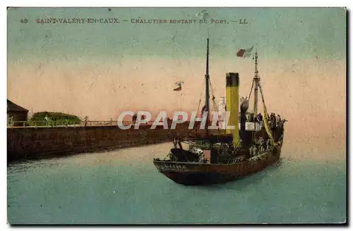 Cartes postales Bateau Peche Saint Valery en Caux Chalutiers sortant du port