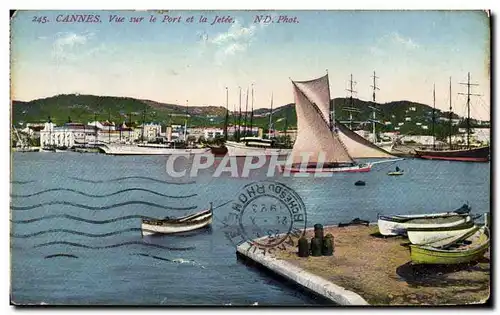 Ansichtskarte AK Bateau Peche Cannes Vue sur le port et la jetee