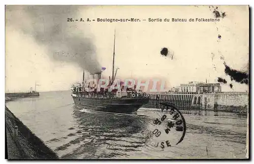 Cartes postales Bateau Boulogne sur mer Sortie du bateau de Folkestone