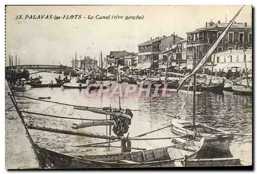 Cartes postales Bateau Peche Palavas les Flots Le canal Rive gauche