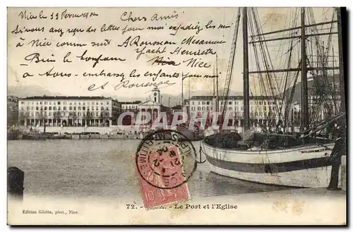 Cartes postales Bateau Peche Nice Le port et l&#39eglise