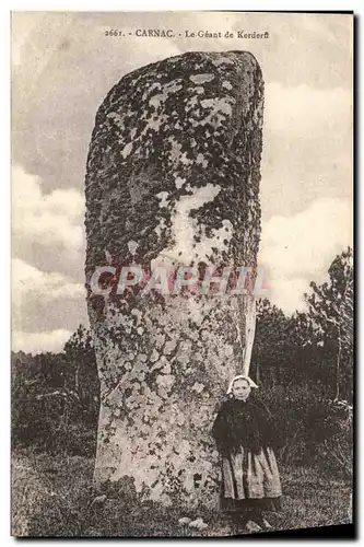 Cartes postales Dolmen Menhir Carnac Le geant de Kerderff Enfant Folklore