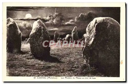 Ansichtskarte AK Dolmen Menhir Carnac Les menhirs du Menec au clair de lune