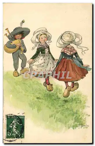 Ansichtskarte AK Fantaisie Illustrateur Enfants Bretagne Folklore