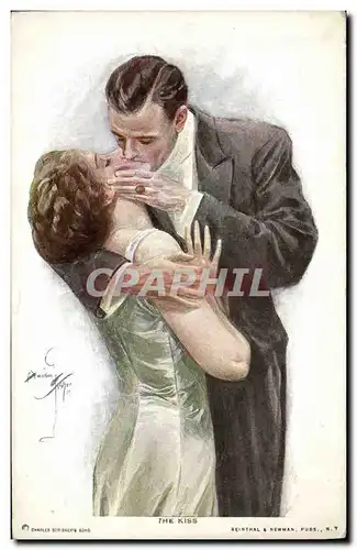 Cartes postales Fantaisie Illustrateur Femme The kiss