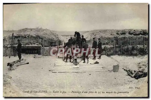 Ansichtskarte AK Militaria Camp de Chalons Ecoles a feu Pointage d&#39une piece de 95 au moyen d&#39un goniometre