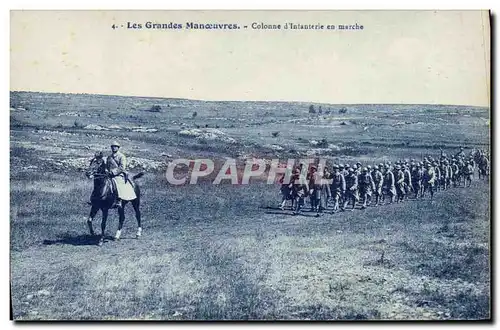 Cartes postales Militaria Grandes manoeuvres Colonne d&#39infanterie en marche