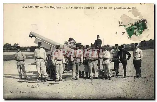 Cartes postales Militaria Valence 5eme regiment d&#39artillerie lourde Canon en position de tir