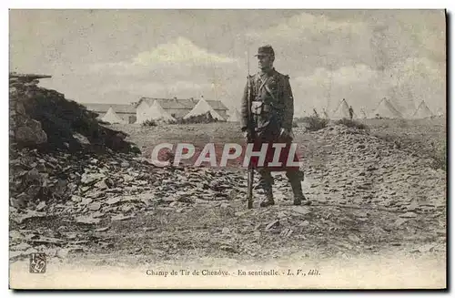 Ansichtskarte AK Militaria Champ de tir de Chenove En sentinelle