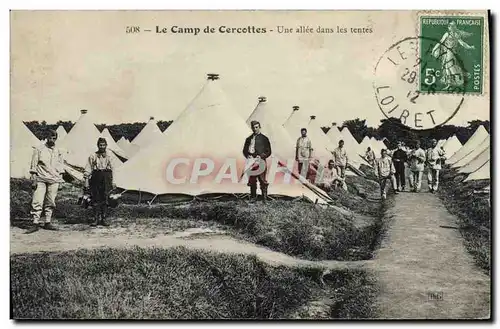 Cartes postales Militaria Le camp de Cercottes Une allee dans les tentes