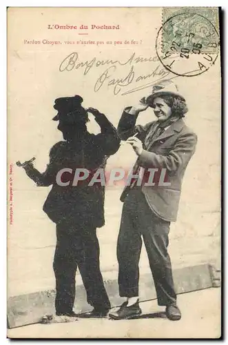 Cartes postales Fantaisie L&#39ombre du pochard Alcool