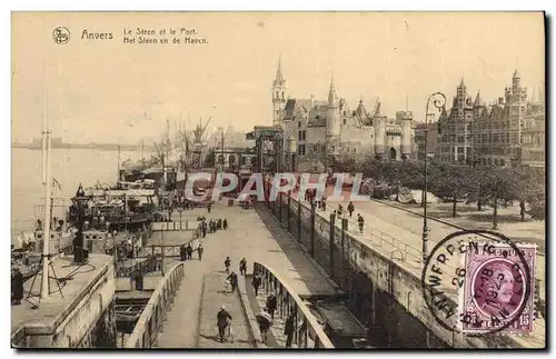 Ansichtskarte AK Cartes Postales Anvers Le Steen et le port Bateaux Publicite Robert Vender Rue de la Villette Ma