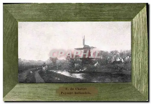 Ansichtskarte AK Moulin a vent f du Chatel Paysage hollandais