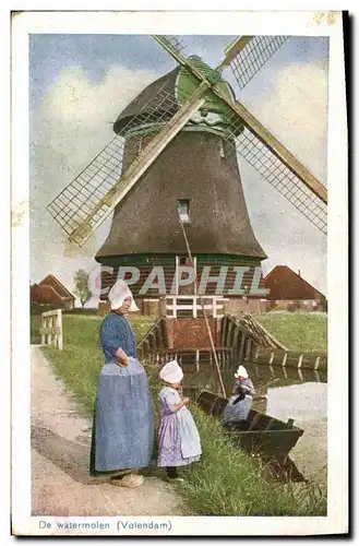 Ansichtskarte AK Moulin a vent Der watermolen Volendam Folklore