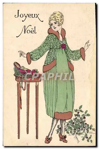 Ansichtskarte AK Fantaisie Illustrateur Femme Noel