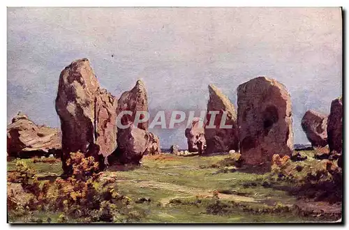 Ansichtskarte AK Dolmen Menhir Carnac Alignements de Kermario Illustrateur