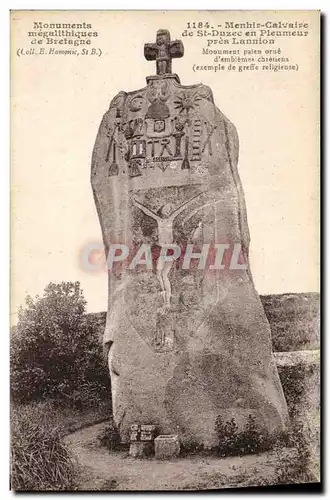 Ansichtskarte AK Dolmen Menhir calvaire de St Duzec en Pleumeur pres Lannion