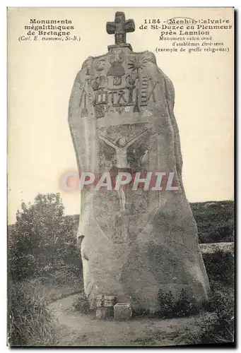 Ansichtskarte AK Dolmen Menhir calvaire de St Duzec en Pleumeur pres Lannion