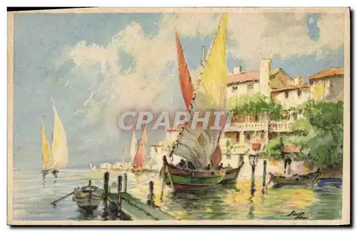 Cartes postales Fantaisie Illustrateur Bateau