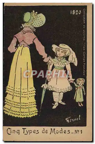 Ansichtskarte AK Fantaisie Illustrateur mode 1820 Femme Enfant