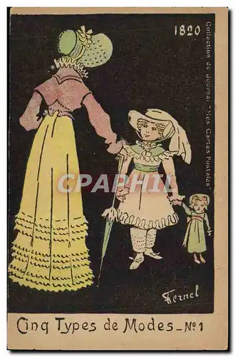 Cartes postales Fantaisie Illustrateur mode 1820 Femme Enfant