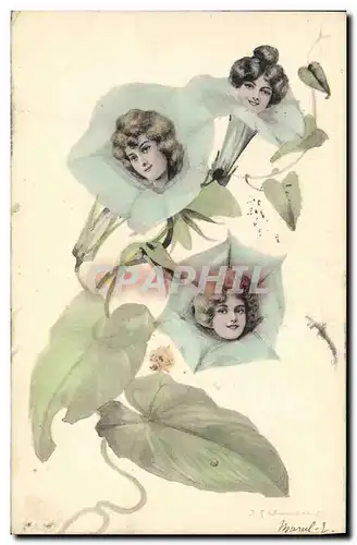 Cartes postales Fantaisie Illustrateur Femmes Fleurs