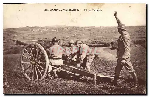 Cartes postales Militaria Camp de Valdahon 75 en batterie