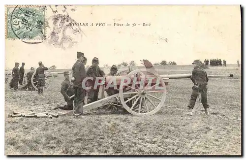 Cartes postales Militaria Ecoles a feu Piece de 75