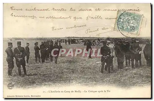 Ansichtskarte AK Militaria L&#39artillerie au camp de Mailly La critique apres le tir