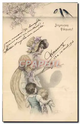 Cartes postales Fantaisie Femme Enfants Ombre chinoise