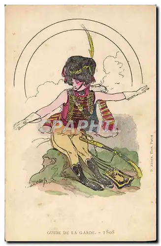 Ansichtskarte AK Fantaisie Illustrateur Femme Guide de la garde 1808 Militaria