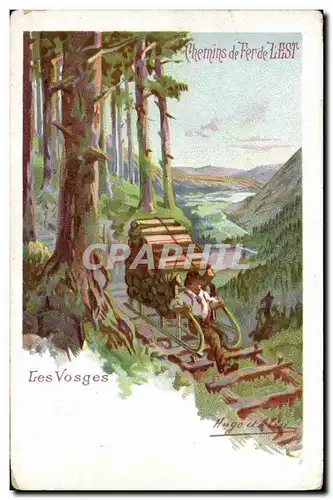 Cartes postales Fantaisie Illustrateur Chemins de fer de l'Est Les Vosges Schlitteur