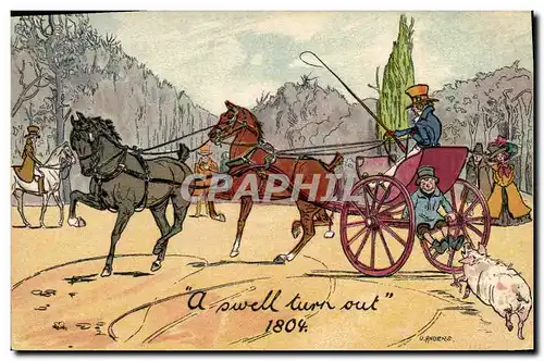 Cartes postales Fantaisie Illustrateur A swell turn out 1804 Chevaux Cochon Porc