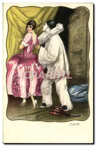 Cartes postales Fantaisie Illustrateur Femme Pierrot