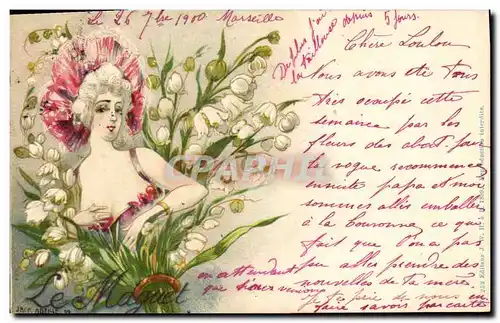 Cartes postales Fantaisie Illustrateur Femme Jack Abeille Le Muguet