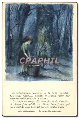 Cartes postales Fantaisie Illustrateur Poulbot Victor Hugo Les Miserables La petite fille toute seule