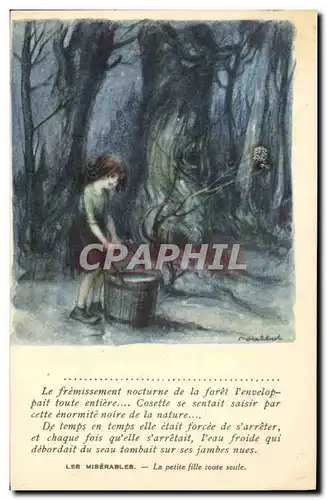 Cartes postales Fantaisie Illustrateur Poulbot Victor Hugo Les Miserables La petite fille toute seule