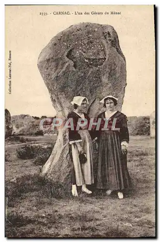 Ansichtskarte AK Dolmen Menhir Carnac l&#39un des geants du menec Folklore