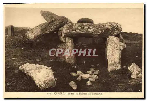 Cartes postales Dolmen Menhir Carnac Entree du dolmen de Kermario