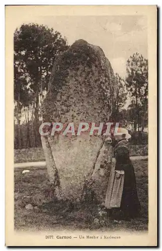 Cartes postales Dolmen Menhir Carnac Un menhir a Kerlescan Folklore