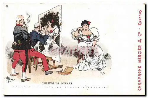 Cartes postales Fantaisie Illustrateur Albert Guillaume L&#39eleve de Bonnat Militaria