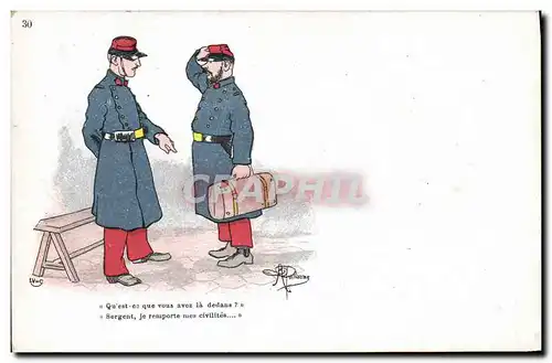 Cartes postales Fantaisie Illustrateur Albert Guillaume Militaria