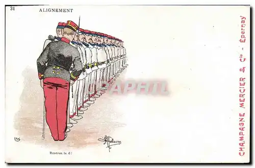 Ansichtskarte AK Fantaisie Illustrateur Albert Guillaume Alignement Militaria